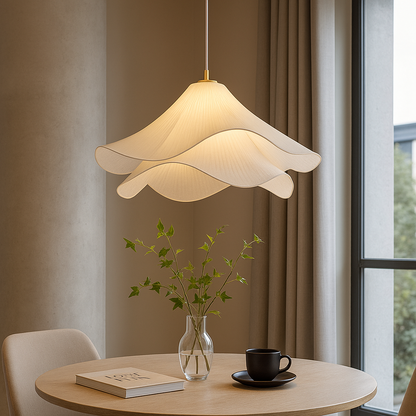 Lámpara colgante de tela en capas de 24 pulgadas con diseño floral para comedor, sala de estar y cocina, lámpara de techo moderna minimalista con altura ajustable