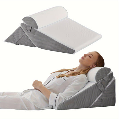 7-in-1 Adjustable Memory Foam Wedge Pillow System for Back Pain, Acid Reflux & Post-Surgery Support