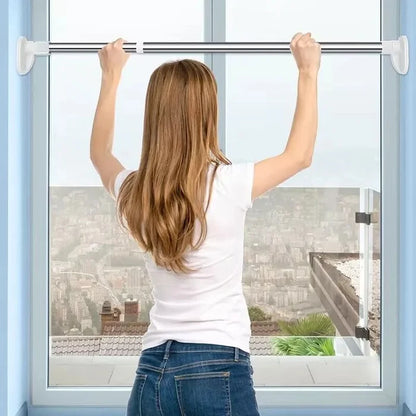Adjustable Tension Rod Stainless Steel No-Drill 28-47 Inch Expandable Spring-Loaded Shower Curtain Closet Pole