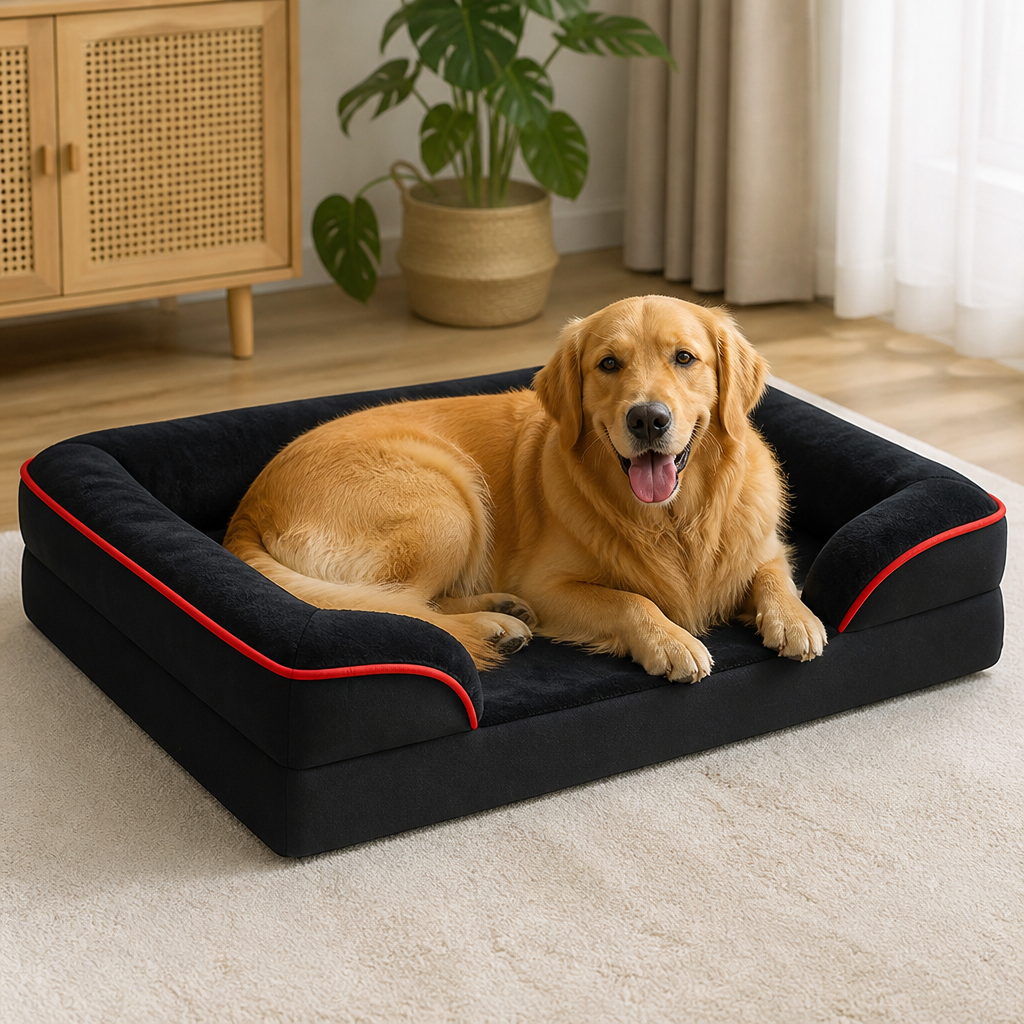 Ortekor Orthopedic Egg-Crate Foam & Non-Slip Dog Bed (Removable Washable Cover)