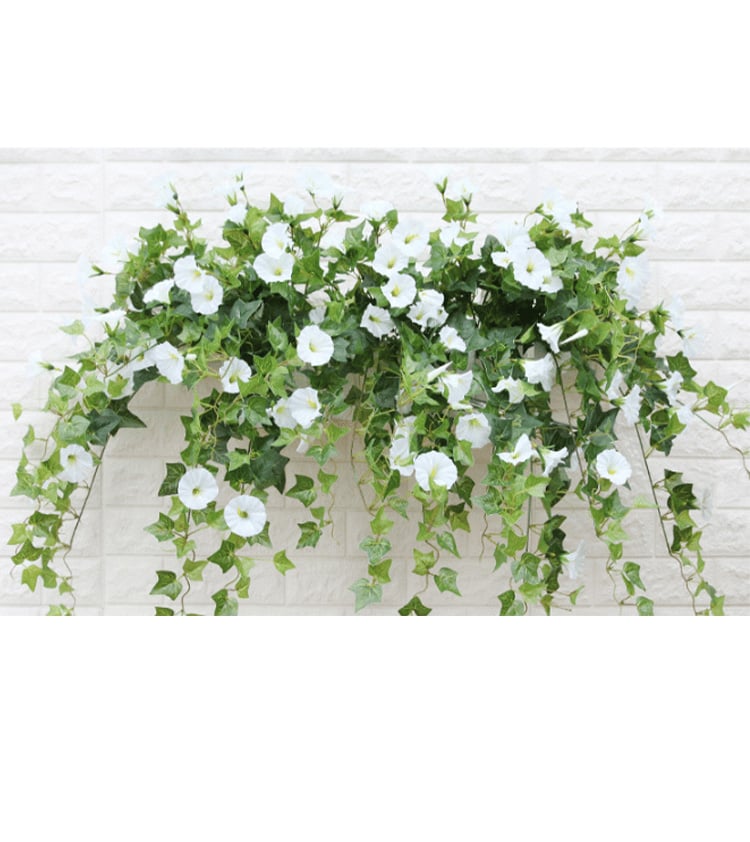 Faux Morning Glory Vine 35 in – 44 Blooms UV-Resistant Artificial Climbing Plant for Fence Porch Indoor Outdoor Décor