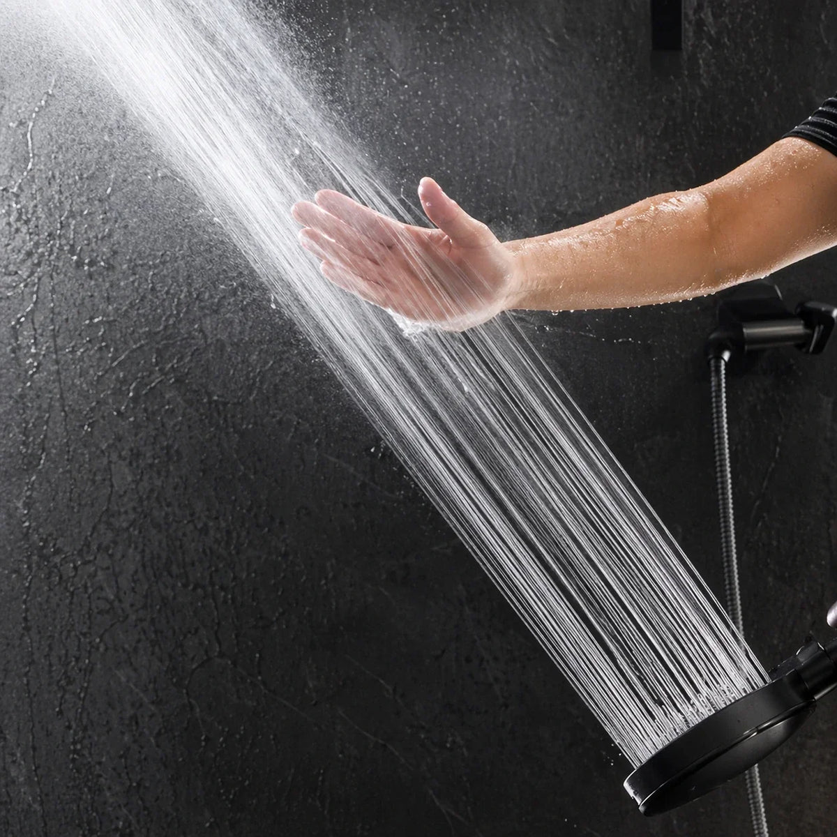 Handheld Shower Head with 7 Spray Settings, High Pressure Chrome Rainfall Showerhead for Bathroom, Adjustable Water Flow Wand for Low