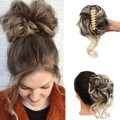 Synthetic Updo Hairpiece with Clip Attachment – Textured Volume for Thin or Fine Hair – Available in 18 Shades Including Blonde, Brown, Black, Gray &