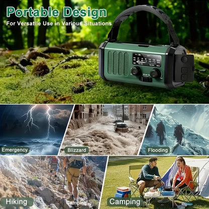 Solar Hand Crank Emergency Weather Radio with Flashlight & Phone Charger for Camping Hiking Outdoor Survival Power Outage Preparedness