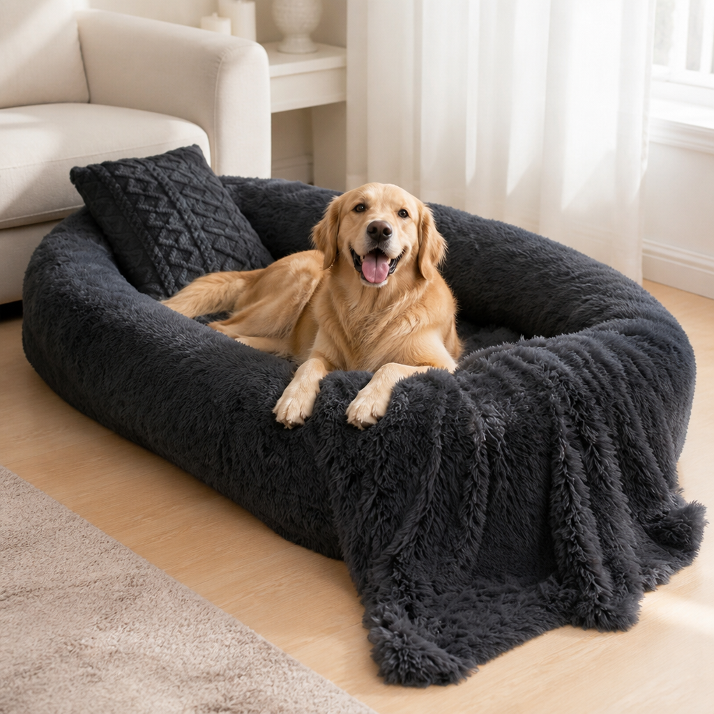 Cama ortopédica y lavable de piel sintética para humanos tipo perro Ortekor (funda desmontable)