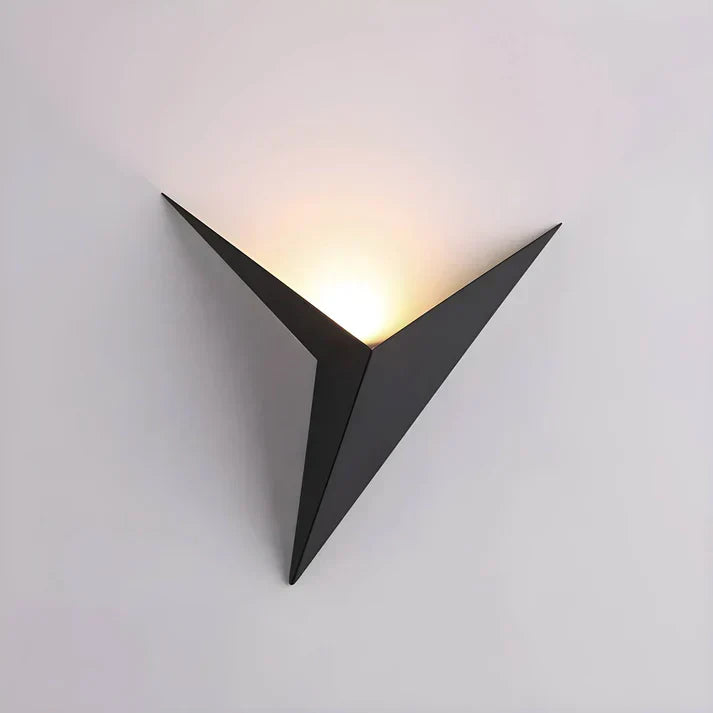 Iron Sconce Light 7.9 in Diameter Black Geometric Origami Shape 3000K Warm LED for Bedroom Hallway Living Spaces Modern Minimalist Indirect