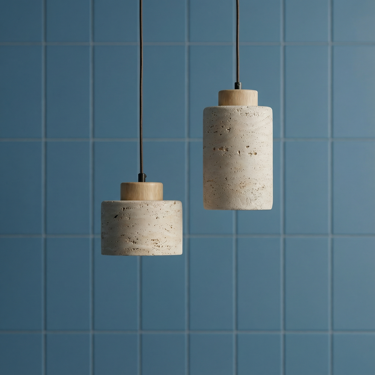Textured Stone Shade Hanging Light with Natural Grain Finish for Kitchen Island Dining Room Modern Minimalist Ceiling Fixture