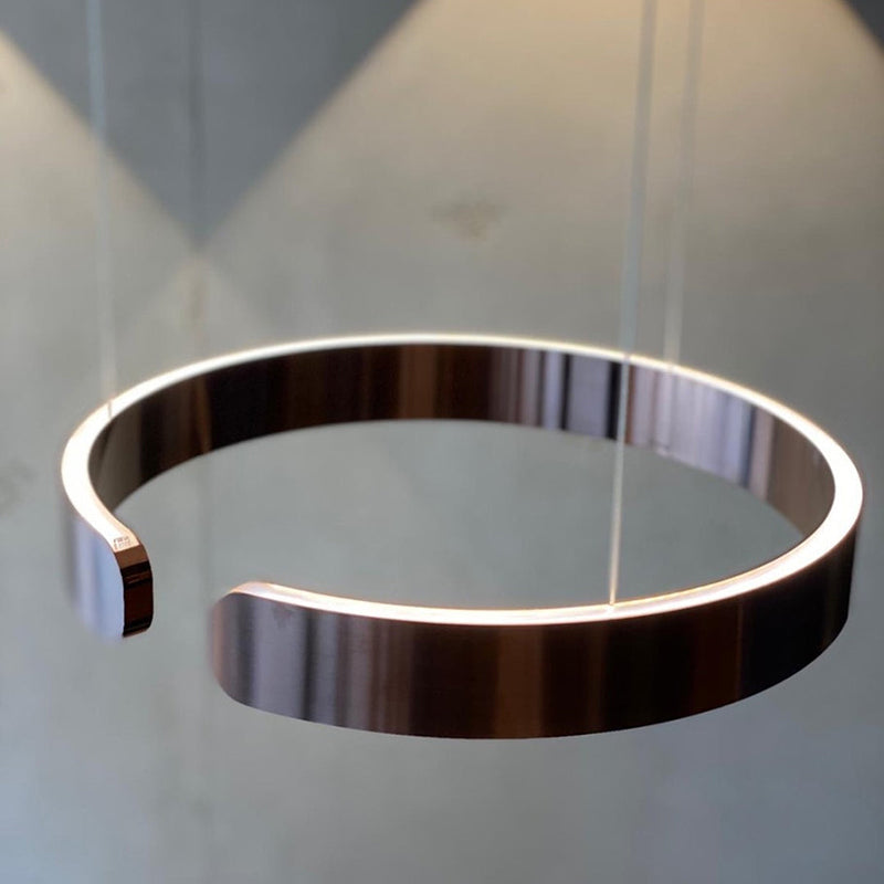 Lámpara de techo LED circular con anillo de aluminio de 20 pulgadas, altura ajustable para isla de cocina, comedor, vestíbulo, luz tipo halo colgante moderna, eficiencia energética