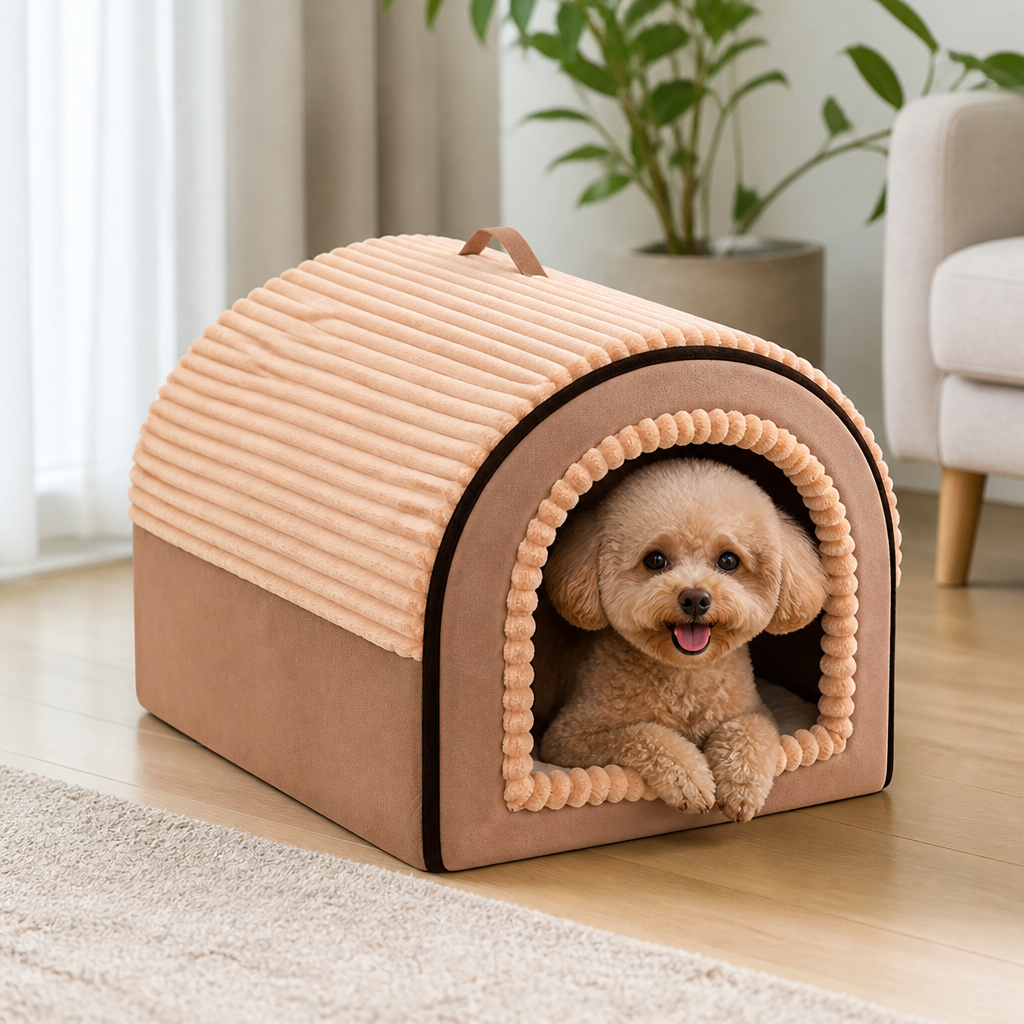 Ortekor All-Season Foldable Washable Dog Cave Bed (Non-Slip Base)