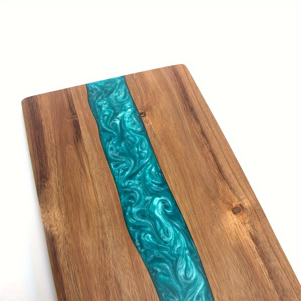 Acacia Wood Serving Board with Blue Resin River Design 18x9 Inch Charcuterie Platter Butcher Block Cutting Surface for Cheese Meat Bread