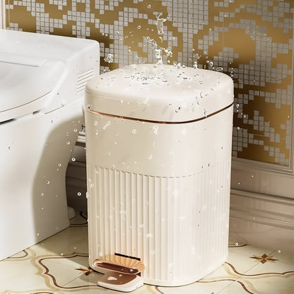 Step-Open Trash Can with Textured Exterior for Kitchen, Bathroom & Office Use