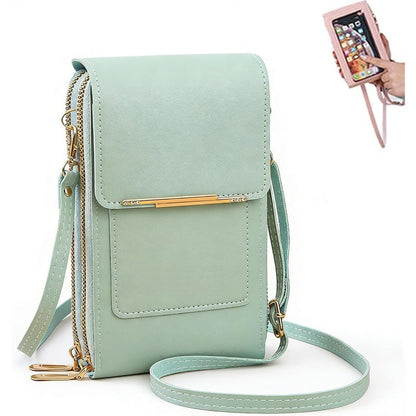 Touchscreen Crossbody Phone Wallet with RFID Blocking for Cards & Cash – Waterproof PU Leather Mini Purse Holds 6.7 in Smartphones