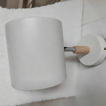 Swivel Arm Sconce Lamp E27 Socket 5 in Metal & Wood Pink Bedside Light for Bedroom Reading Nook Task Lighting Modern Minimalist Hallway