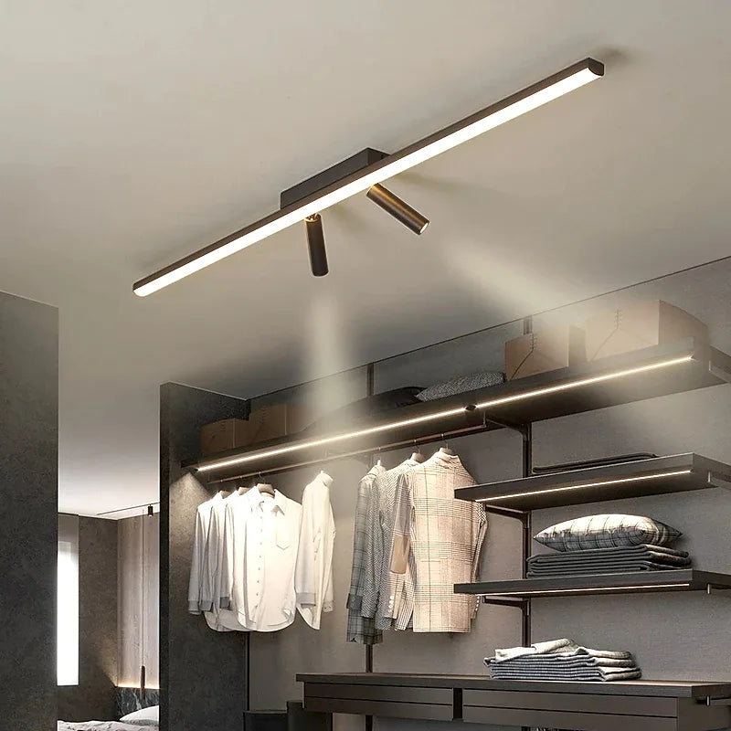 Linear Black Metal LED Spotlight Track Fixture 39-Inch Adjustable Ceiling Light for Bedroom Living Room Modern Home Lighting Bar Directional