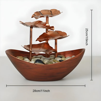 Fuente de mesa Tavren - Diseño de hoja de hierro con luz LED, cascada para interiores