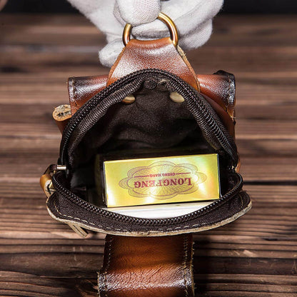 Leather Belt Bag for Men – Full-Grain Cowhide Waist Pack with Adjustable Strap, Magnetic Clasp & Zippered Compartments for Travel, Hiking