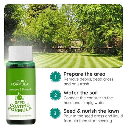 Grass Seed Coating Spray for Bare Lawn Patches – Hydro Seeding Solution for Yard Repair, Turf Restoration & Dense Green Coverage