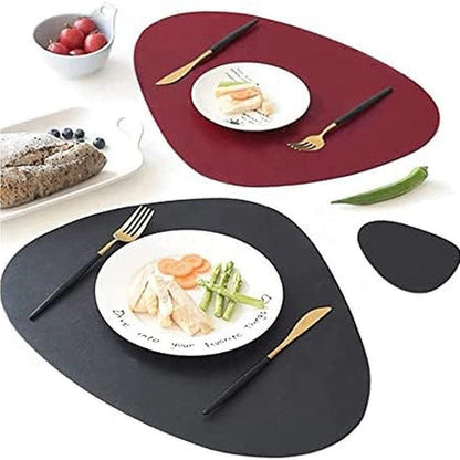Reversible Faux Leather Table Mats 4 or 8 Pack Wipeable Heat Resistant Non-Slip for Kitchen Dining Room Everyday Meals Family Dinner