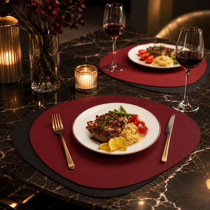 Reversible Faux Leather Table Mats 4 or 8 Pack Wipeable Heat Resistant Non-Slip for Kitchen Dining Room Everyday Meals Family Dinner