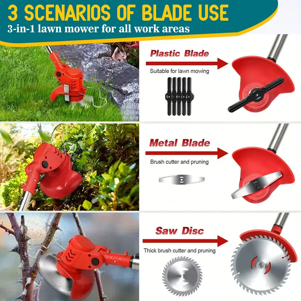 Electric Weed Eater, Electric Weed Wacker, Lawn Edger for Flower Beds, Battery Powered Grass Cutter, Brushless Battery Weed Trimmer