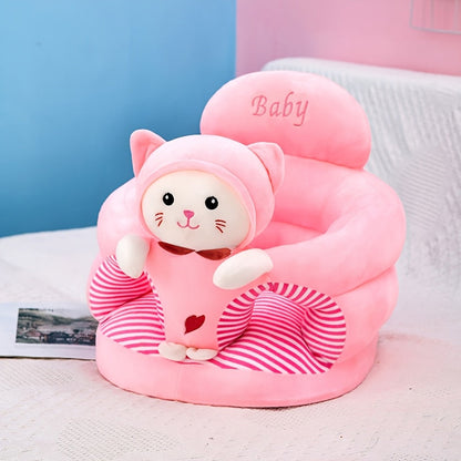 Infant Support Chair with Plush Animal Design for Early Sitting Practice, Soft Padded Nursery Seat for Baby Balance Development, Portable Wa