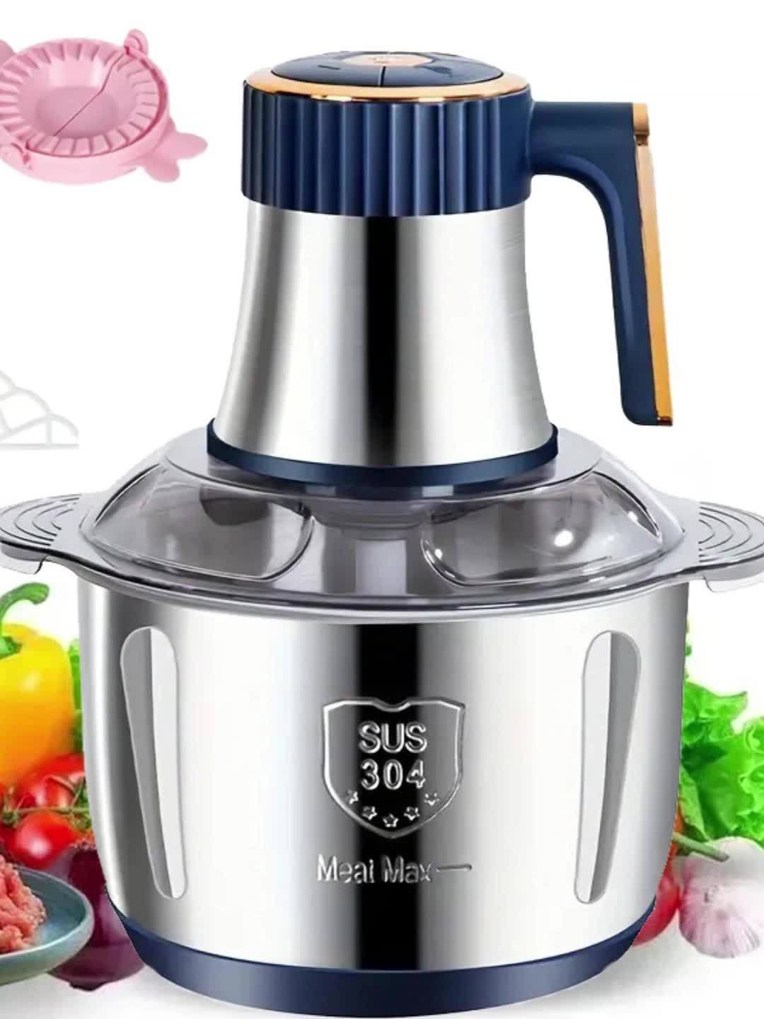 Electric Multi-Function Chopper 5 Liter Stainless Steel Bowl 6-Blade System for Meat Vegetables Herbs Onions Garlic Home Kitchen Appliance 5