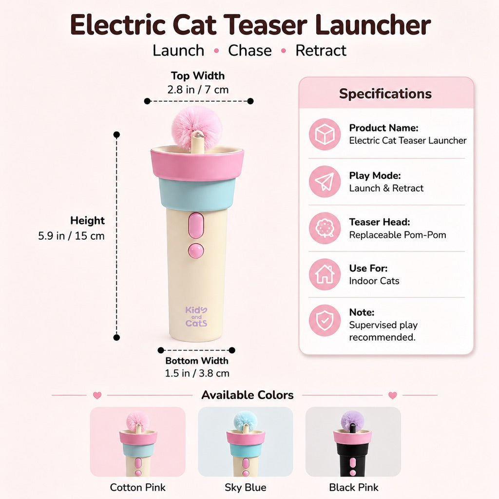 Ortekor One-Click Electric Cat Teaser Launcher for Indoor Cats - Chase & Pounce Play Without Constant Wand Waving