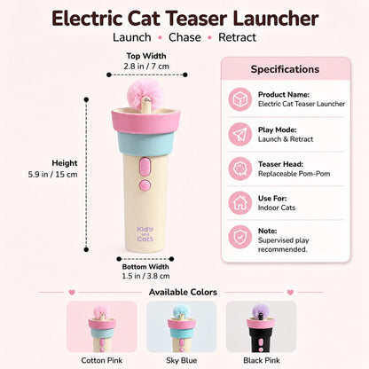 Ortekor One-Click Electric Cat Teaser Launcher for Indoor Cats - Chase & Pounce Play Without Constant Wand Waving