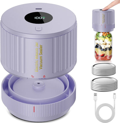Handheld Vacuum Sealer for Mason Jars – Wide & Regular Mouth Jar Sealer for Dry Goods, Herbs & Pantry Organization – One-Touch Food Storage