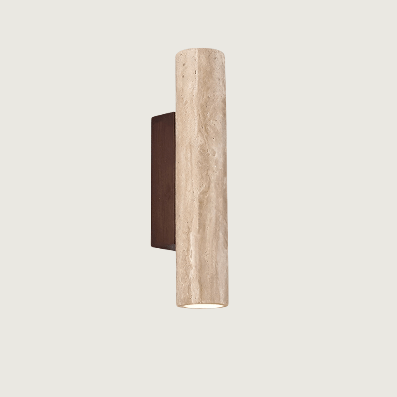 Aplique de pared de piedra travertino con luz LED blanca cálida hacia arriba y hacia abajo, lámpara moderna de interior de 12.6 pulgadas para pasillo, dormitorio y sala de estar, color natural