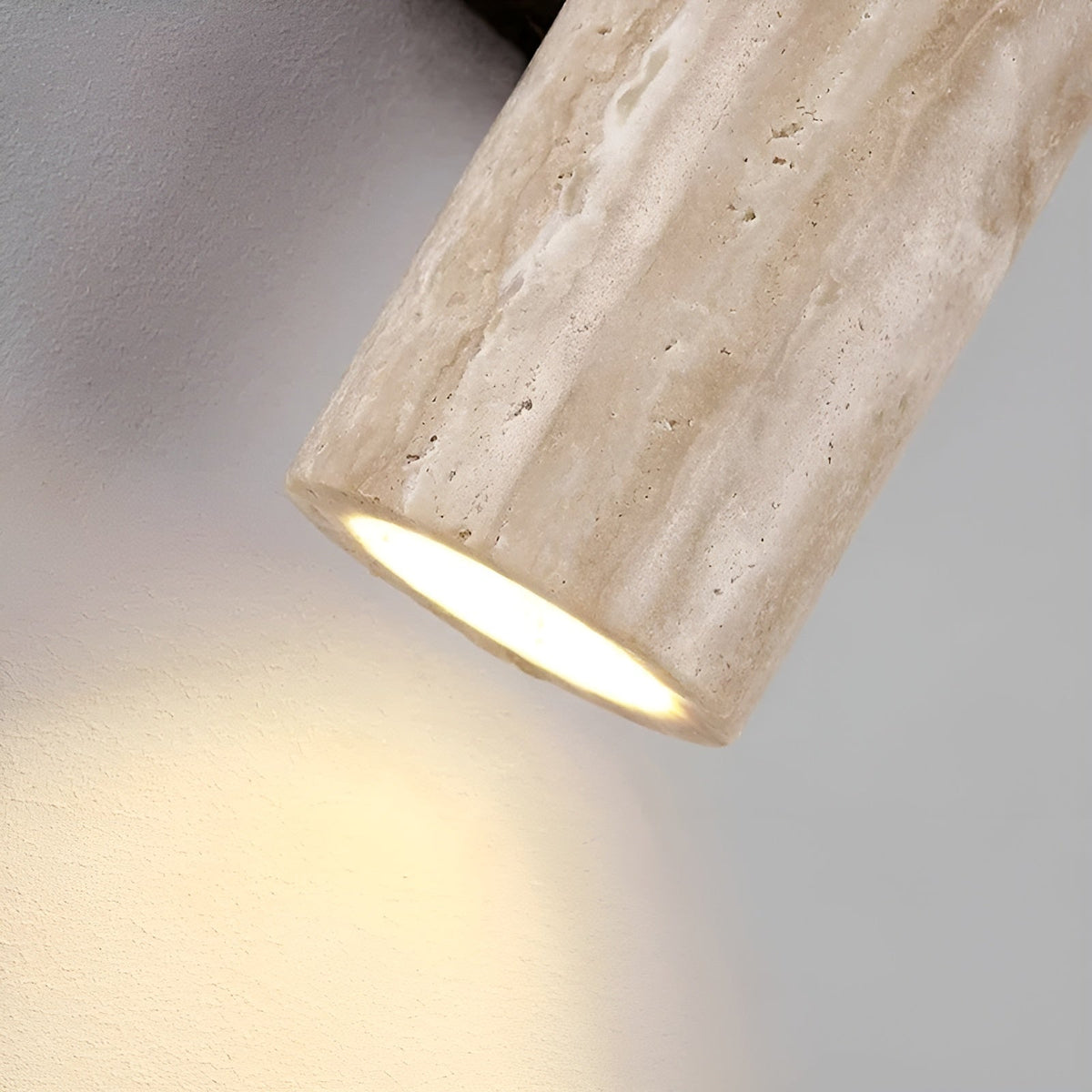 Aplique de pared de piedra travertino con luz LED blanca cálida hacia arriba y hacia abajo, lámpara moderna de interior de 12.6 pulgadas para pasillo, dormitorio y sala de estar, color natural