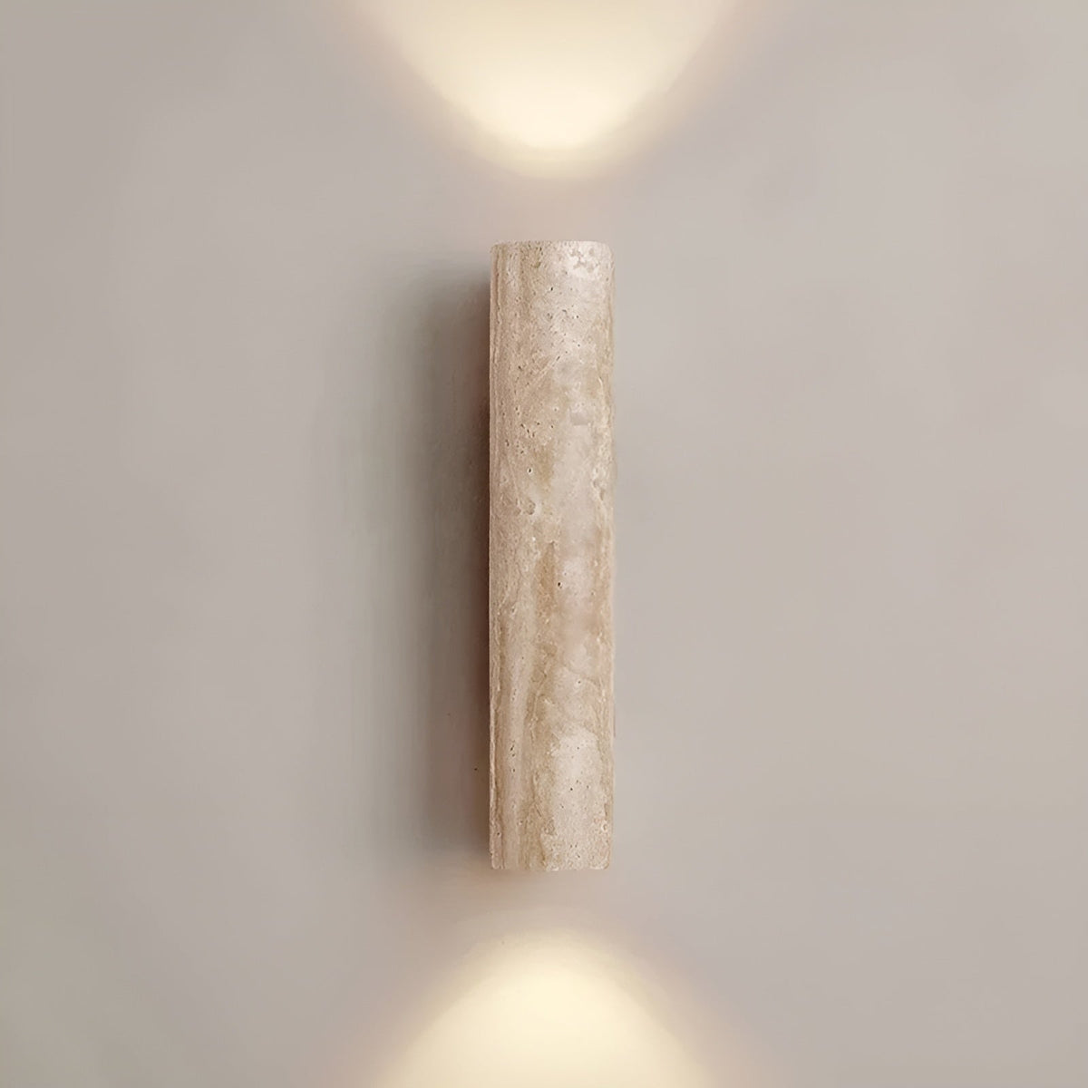Aplique de pared de piedra travertino con luz LED blanca cálida hacia arriba y hacia abajo, lámpara moderna de interior de 12.6 pulgadas para pasillo, dormitorio y sala de estar, color natural