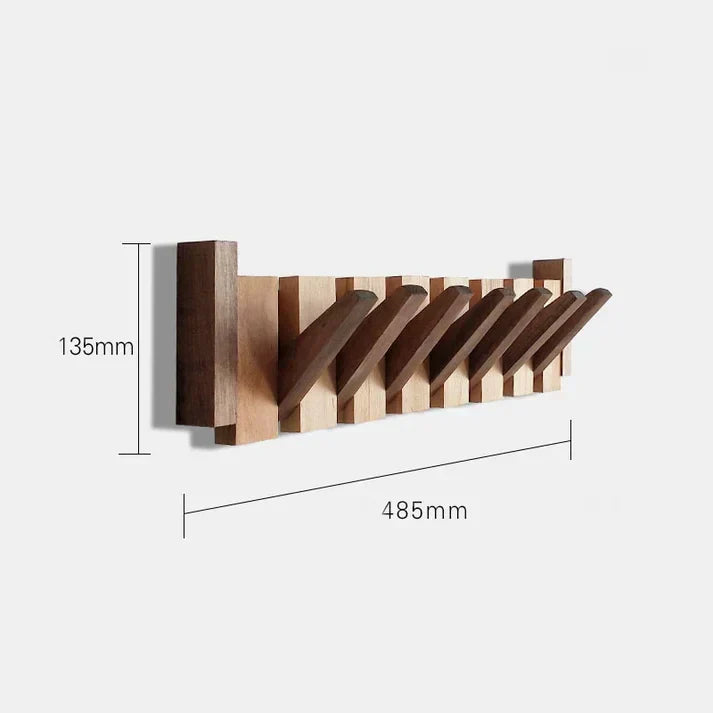 Wall-Mounted Wooden Coat Rack with Flip-Up Hooks for Entryway Hallway Bedroom Office Foyer Storage Organizer