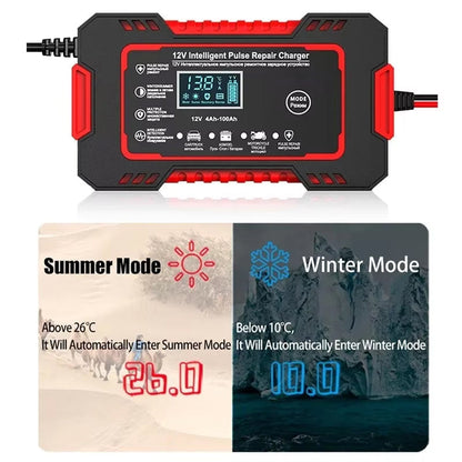 12V Smart Automatic Battery Charger with Pulse Repair & Winter Mode for Cars & Motorcycles