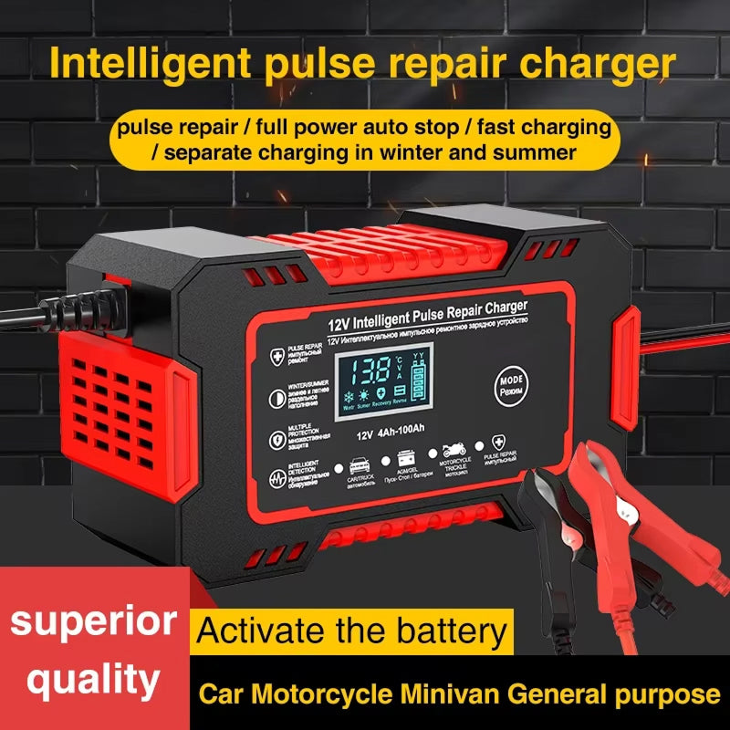 12V 6A Smart Battery Maintainer with Pulse Repair & Auto Shutoff for Cars, Motorcycles & SUVs