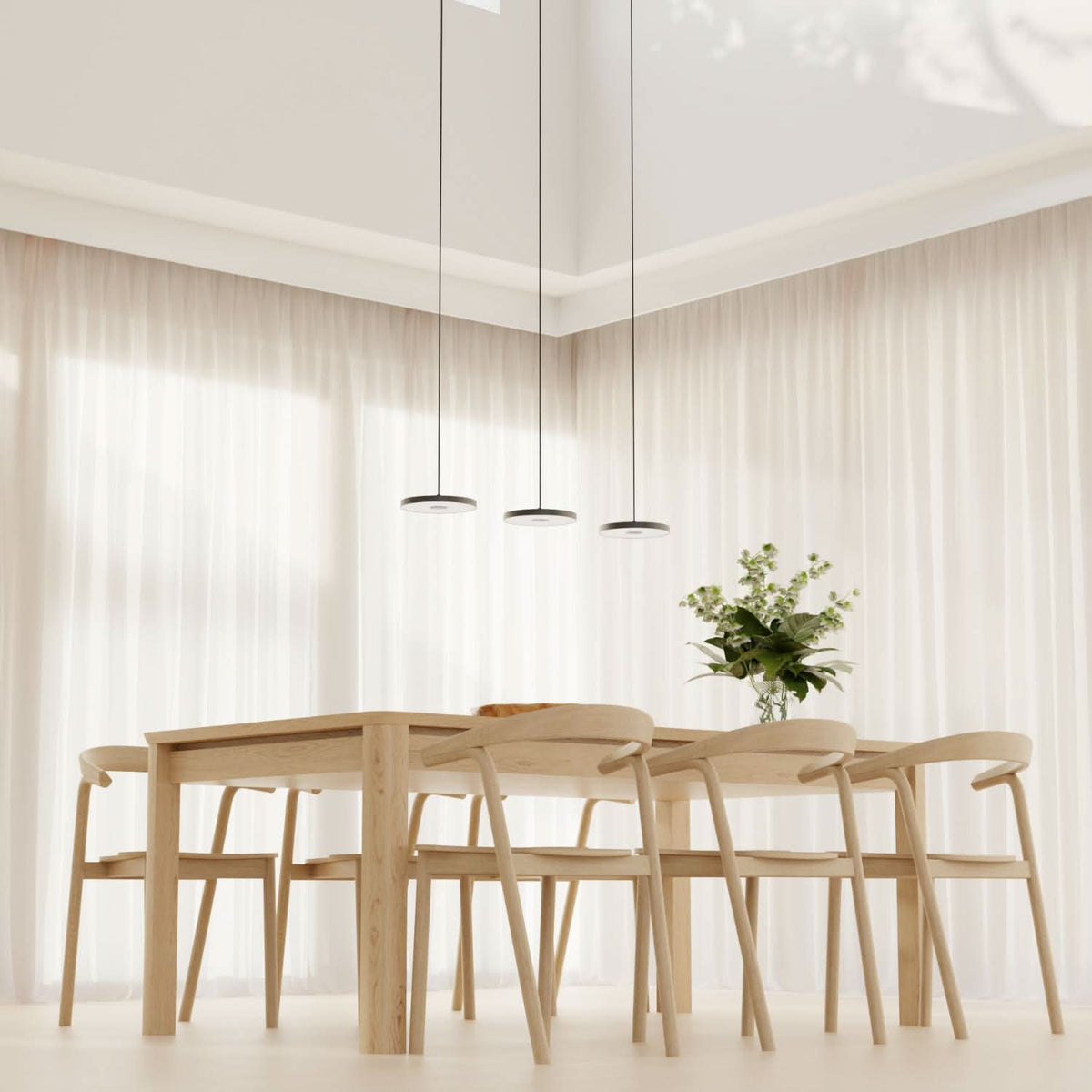 Adjustable Multi-Light LED Ceiling Fixture for Dining Room & Kitchen Island – Black Aluminum Suspended Lamp with Dimmable Color Temperature