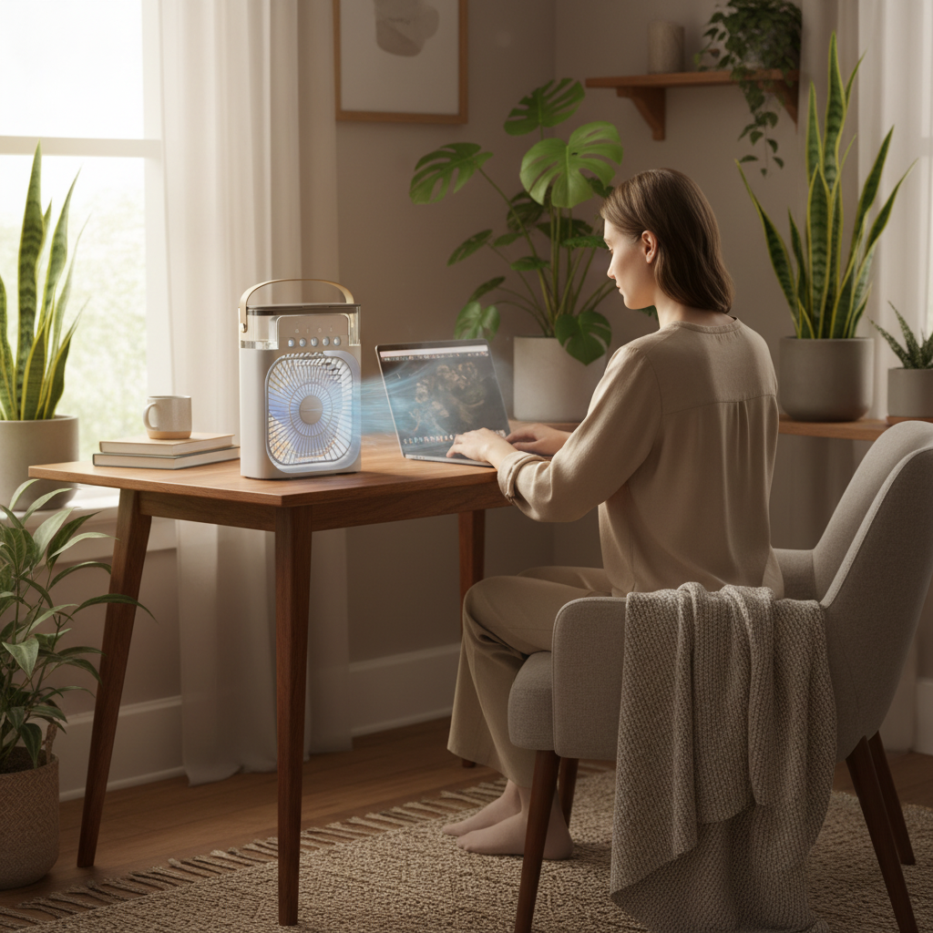 Portable Air Conditioner | Evaporative Cooler with Remote Control | Efficient Personal Cooling for Home and Office