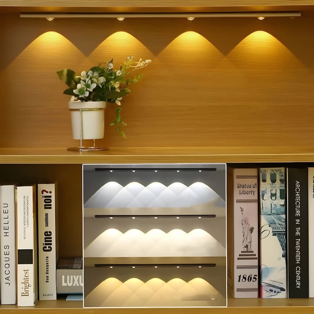 Rechargeable Motion-Sensor LED Under Cabinet Light Bar – 12 in, Dimmable, 3 Color Temps – Wireless Closet & Kitchen Lighting