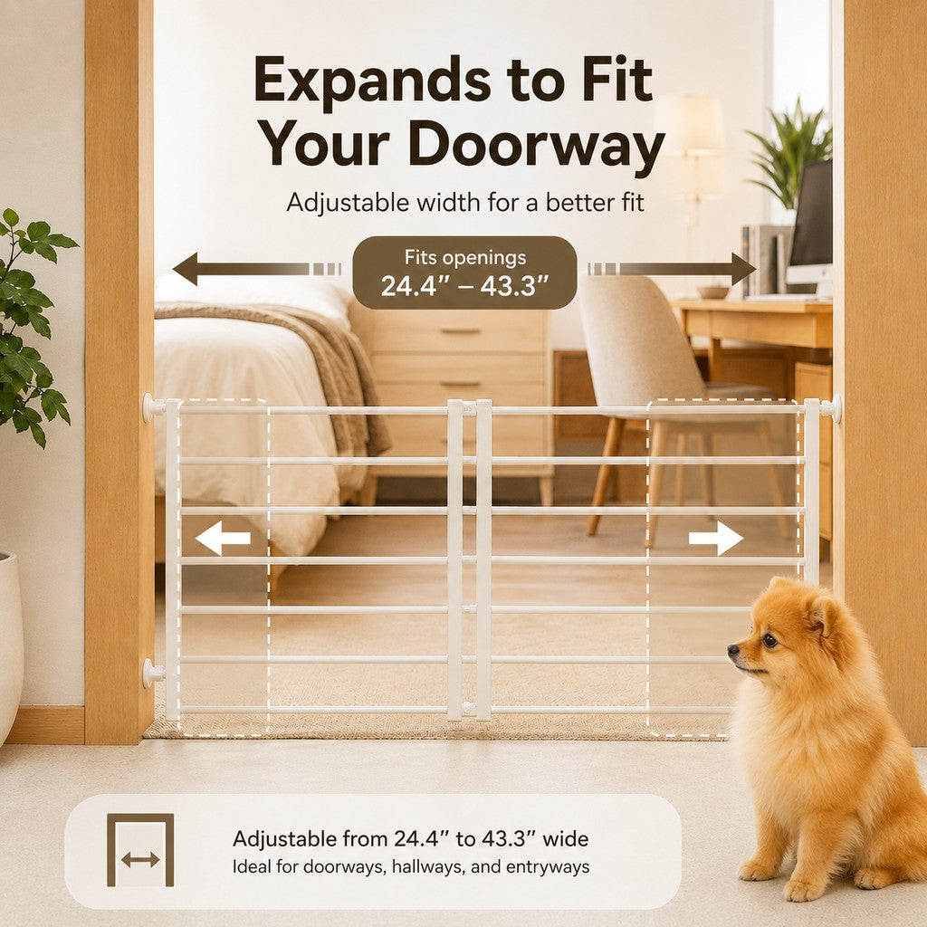 Ortekor No-Drill Expandable Pet Gate for Doorways - Adjustable Indoor Barrier for Small Dogs
