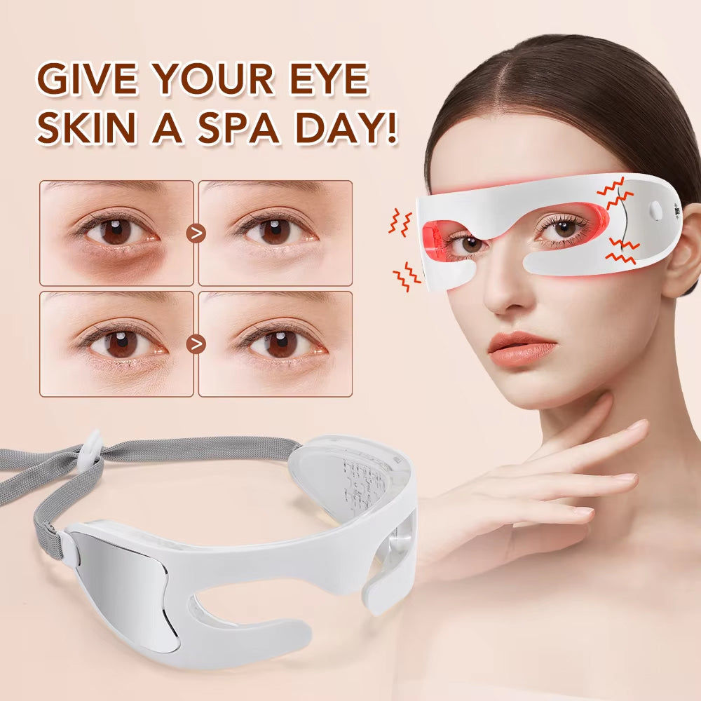 LED Eye Massager with Vibration & Light Therapy for Tired Eyes, Dark Circles & Puffiness – Rechargeable Eye Care Device