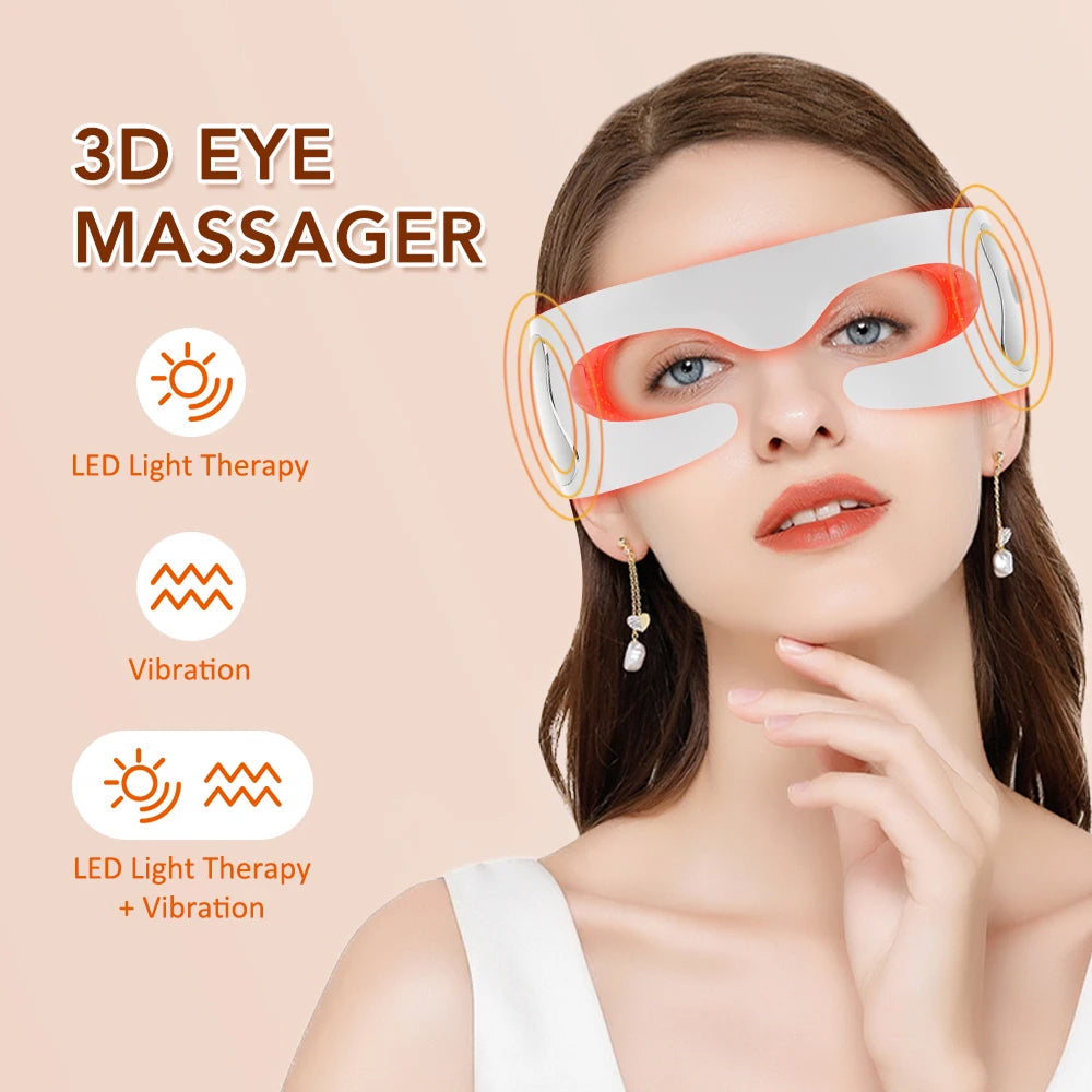 LED Eye Massager with Vibration & Light Therapy for Tired Eyes, Dark Circles & Puffiness – Rechargeable Eye Care Device