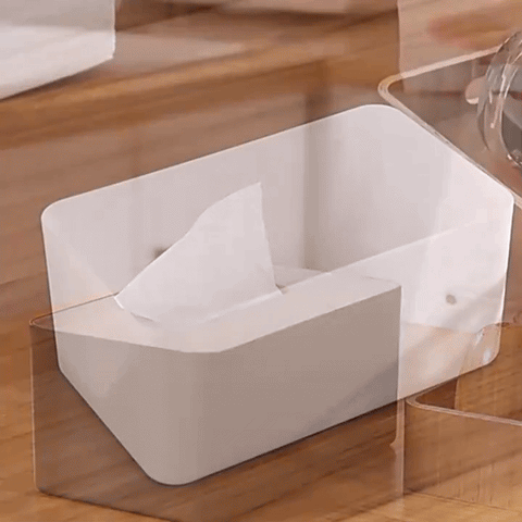 Funda para caja de pañuelos Cleo - Tapa de bambú, diseño minimalista