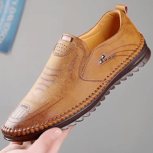 Men's Cushioned Slip-On Sneakers with Arch Support - Breathable Mesh Walking Shoes for Standing All Day - Ergonomic Footbed Loafers