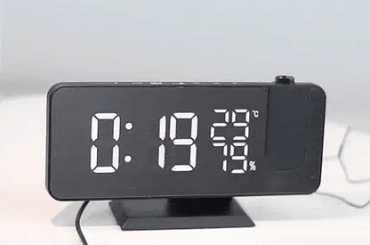 FM Radio Alarm Clock with LED Projection and USB Charging Port