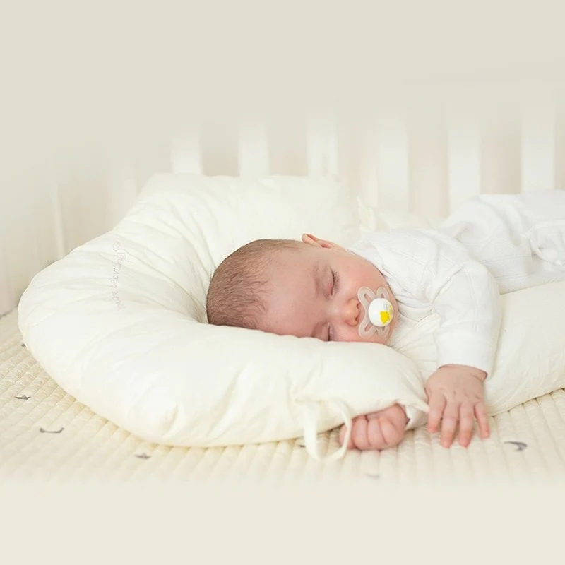 Infant Head Support Sleep Pillow – Ergonomic Cotton Cushion for Newborns & Toddlers – Cradle & Crib Pillow with Memory Fiber Fill