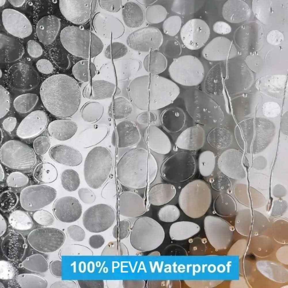 CLEARFLOW – Cortina de ducha impermeable y transparente con diseño de piedras
