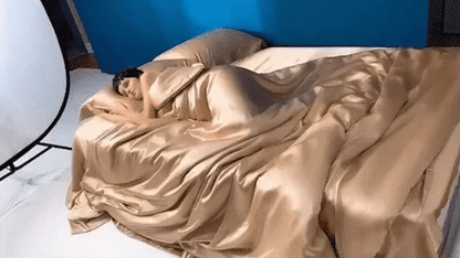 Juego de ropa de cama de seda de 4 piezas, juego de funda nórdica de seda de morera con fundas de almohada, sábanas de seda hipoalergénicas para el cabello