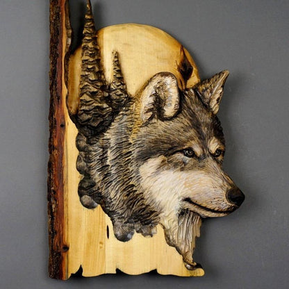 Hand-Carved Wooden Animal Wall Art Sculpture – Rustic 3D Wildlife Decor for Living Room, Bedroom & Office – Lightweight Hanging Home Accent