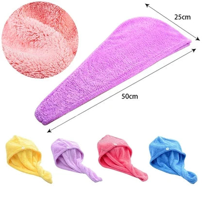 Hair Drying Towel Super-Absorbent Microfiber Button Closure
