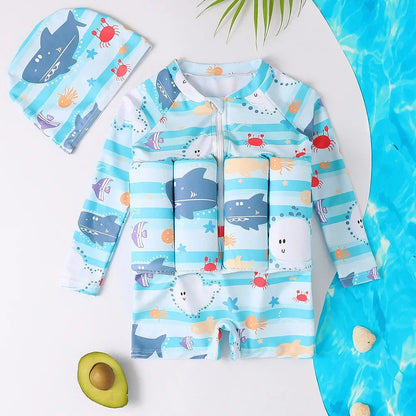 Kids Buoyancy Swimsuit with Removable Floats – Learn to Swim with UV Protection & Full Mobility